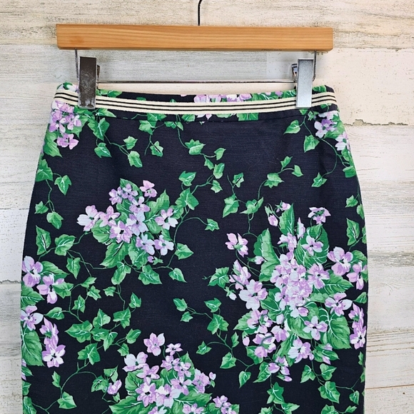 Talbots The Oprah Magazine Collection Floral Skirt Sz 12 Petite Navy Spring Chic - Picture 7 of 14